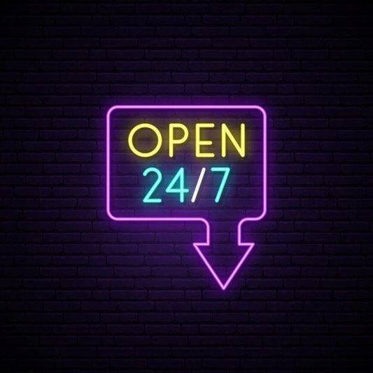 Open 24/7 - Neon Boards
