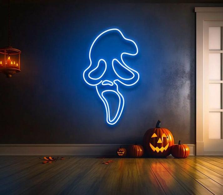 Horror Skull Face Neon Sign – Spooky LED Wall Light - Neon Boards