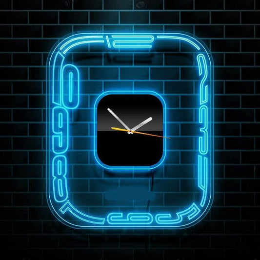 Modern Blue Neon Wall Clock