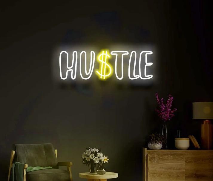 Hustle Neon Sign – LED Motivation Wall Light - Neon Boards