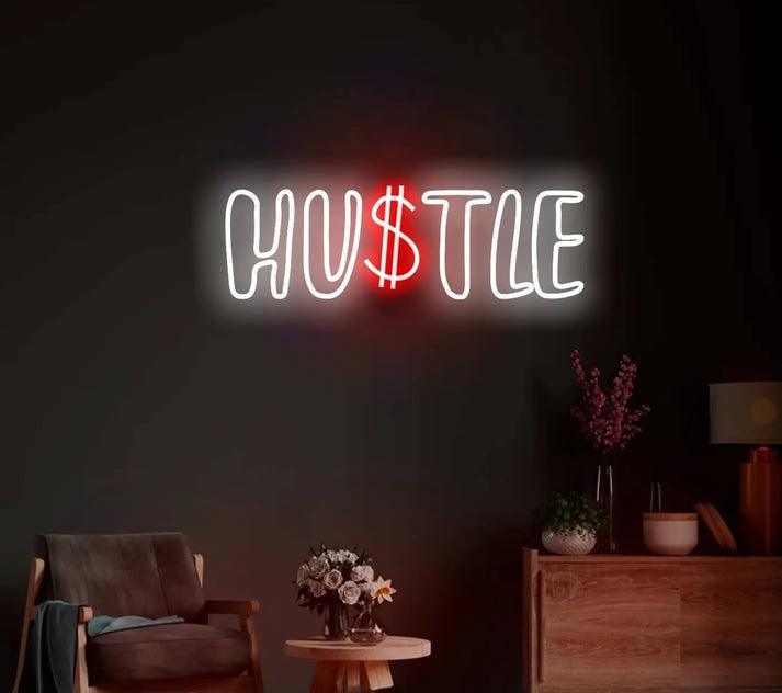 Hustle Neon Sign – LED Motivation Wall Light - Neon Boards