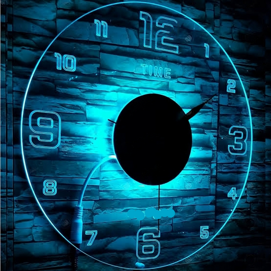 Neon Light Analog Wall Clock